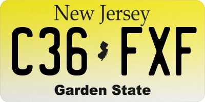 NJ license plate C36FXF