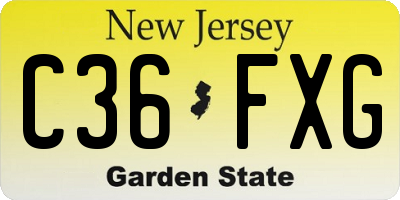 NJ license plate C36FXG