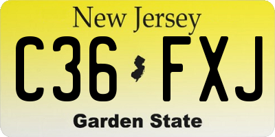 NJ license plate C36FXJ