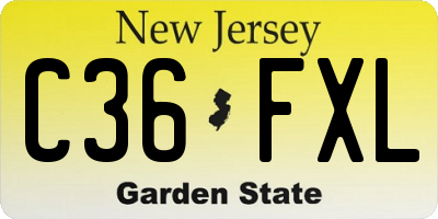 NJ license plate C36FXL