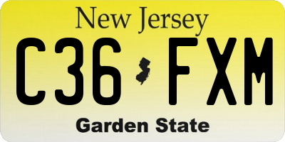 NJ license plate C36FXM