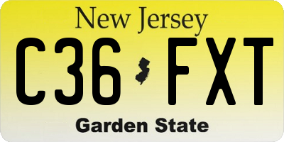 NJ license plate C36FXT