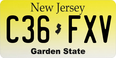 NJ license plate C36FXV