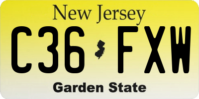 NJ license plate C36FXW