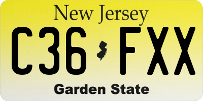 NJ license plate C36FXX