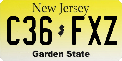 NJ license plate C36FXZ
