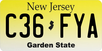 NJ license plate C36FYA