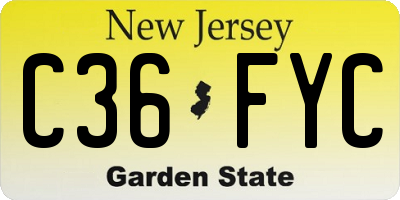 NJ license plate C36FYC