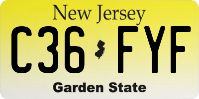 NJ license plate C36FYF