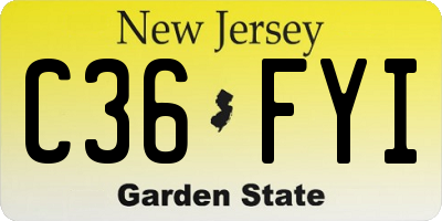 NJ license plate C36FYI