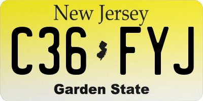 NJ license plate C36FYJ