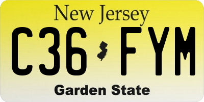 NJ license plate C36FYM