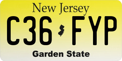 NJ license plate C36FYP