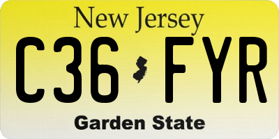 NJ license plate C36FYR