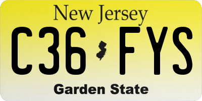 NJ license plate C36FYS