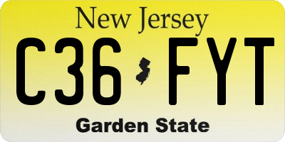 NJ license plate C36FYT