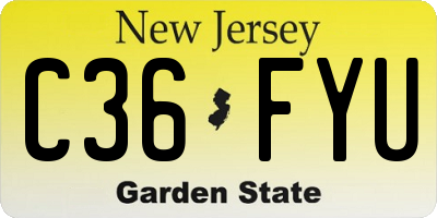 NJ license plate C36FYU