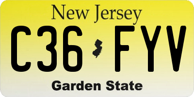 NJ license plate C36FYV