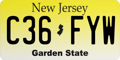 NJ license plate C36FYW