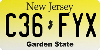 NJ license plate C36FYX