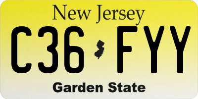 NJ license plate C36FYY