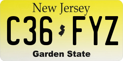 NJ license plate C36FYZ