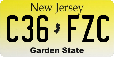 NJ license plate C36FZC