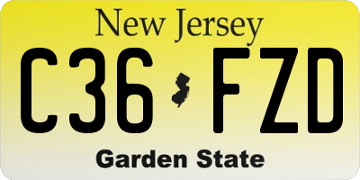 NJ license plate C36FZD
