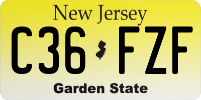 NJ license plate C36FZF