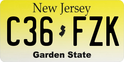 NJ license plate C36FZK