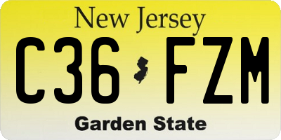NJ license plate C36FZM
