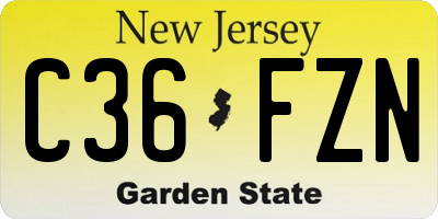 NJ license plate C36FZN