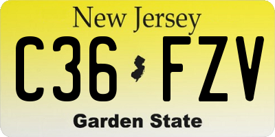 NJ license plate C36FZV
