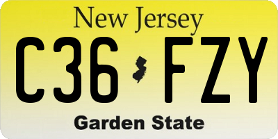 NJ license plate C36FZY