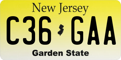 NJ license plate C36GAA