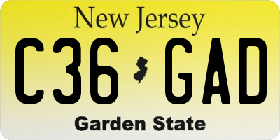 NJ license plate C36GAD