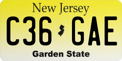 NJ license plate C36GAE