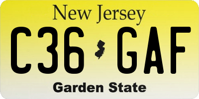 NJ license plate C36GAF