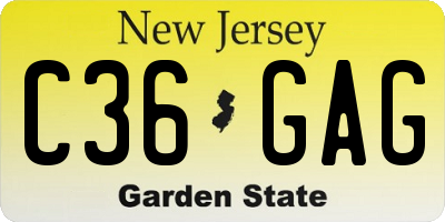 NJ license plate C36GAG