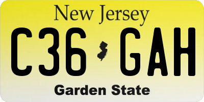 NJ license plate C36GAH