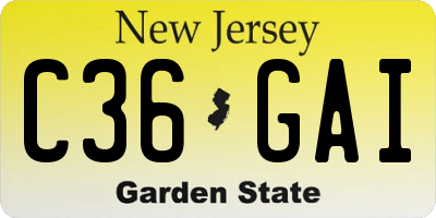 NJ license plate C36GAI