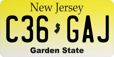 NJ license plate C36GAJ