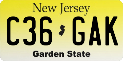 NJ license plate C36GAK