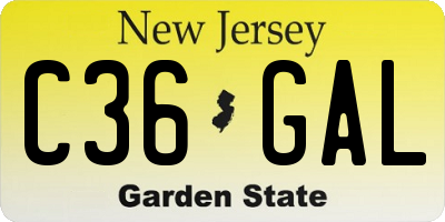 NJ license plate C36GAL