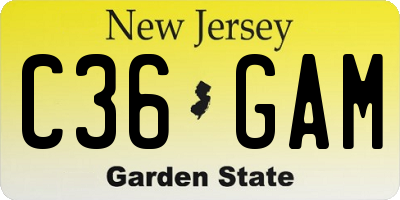 NJ license plate C36GAM