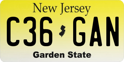 NJ license plate C36GAN