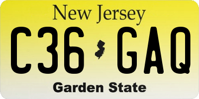 NJ license plate C36GAQ