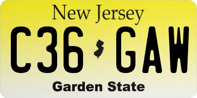 NJ license plate C36GAW