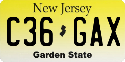NJ license plate C36GAX