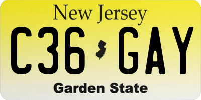 NJ license plate C36GAY